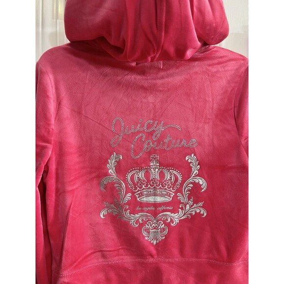 Juicy Couture Size XL Velour Tracksuit Set Pink Party Crown Logo Rhinestone - Picture 9 of 10